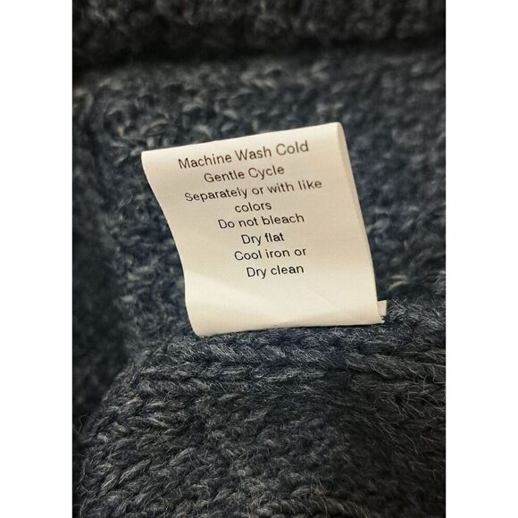 Paolo Mondo Mens Large 100% ITALIAN WOOL blue Shawl Collar Cable Knit Sweater - Picture 5 of 5